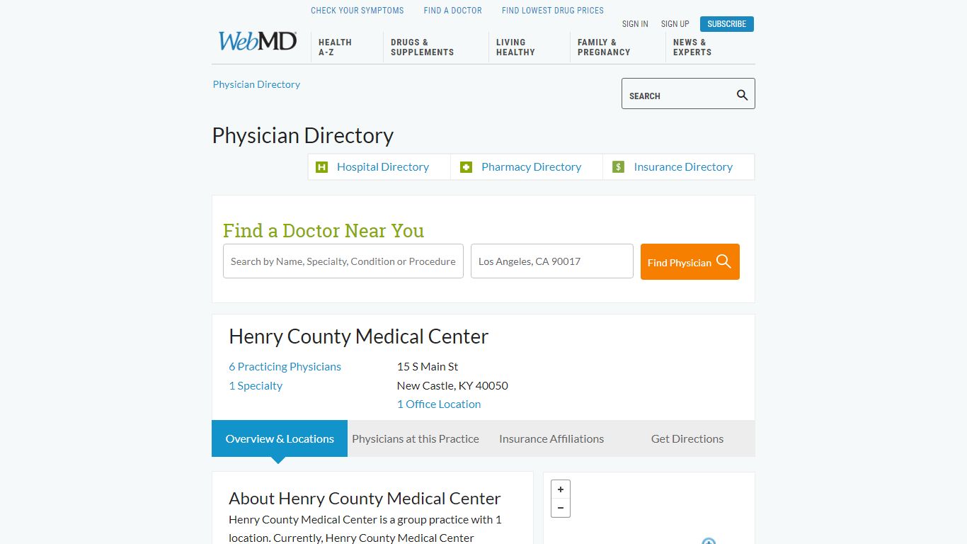 Henry County Medical Center in New Castle, KY - WebMD